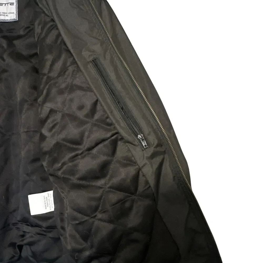 Corvette C6 Aviator Bomber Jacket Black Embroidered Logo Zip Sleeve Mens L